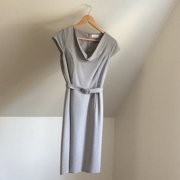 Calvin Klein Dresses & Skirts - CALVIN KLEIN Grey Belted Dress